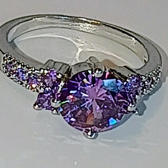 Cubic Zirconia Jewelry - Elegant Purple Gemstone Ring